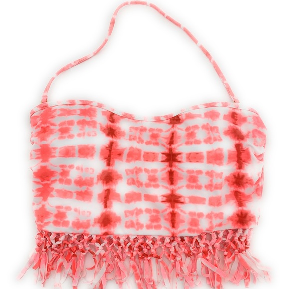 Raisins Other - 4/$25 NEW Tye-Dye Pink Fringe Swim Crop Bikini Top